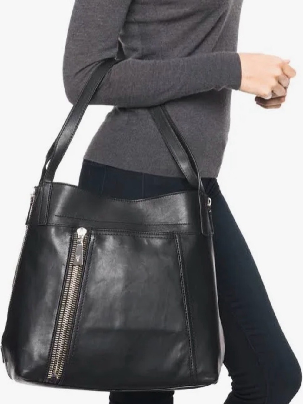 Frye Lena Black Leather Conververtible Shoulder Bag
